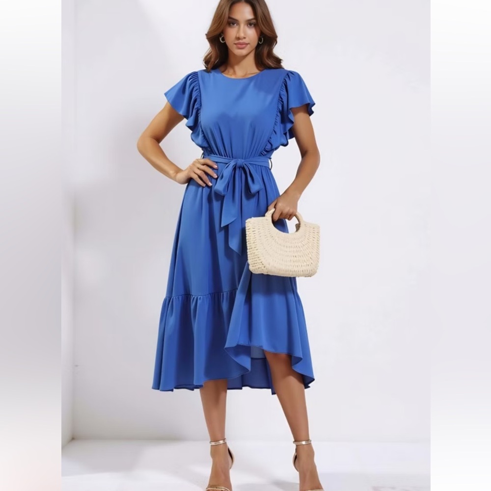 Cupshe Blue Ruffle Dress